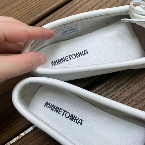 Minnetonka Moccasin Leather Kilty Plus Women's 8‎ Color White leather - Picture 4 of 10